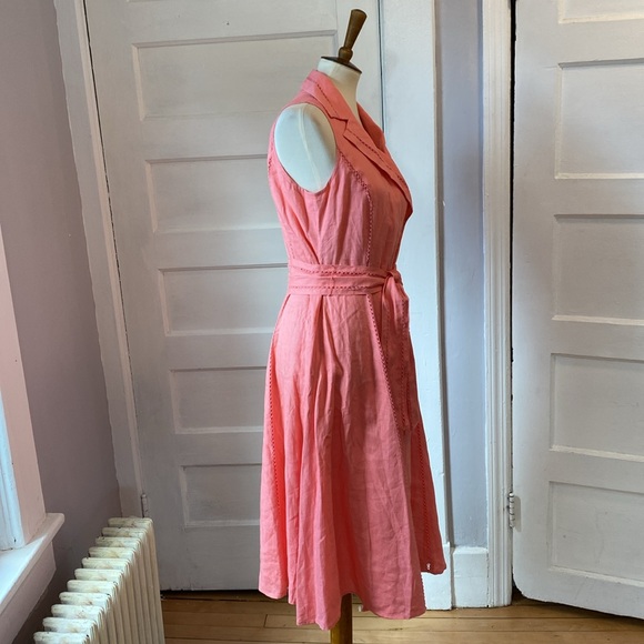 Jones New York Peach Linen Belted Wrap Dress, Size 8 - Picture 8 of 17